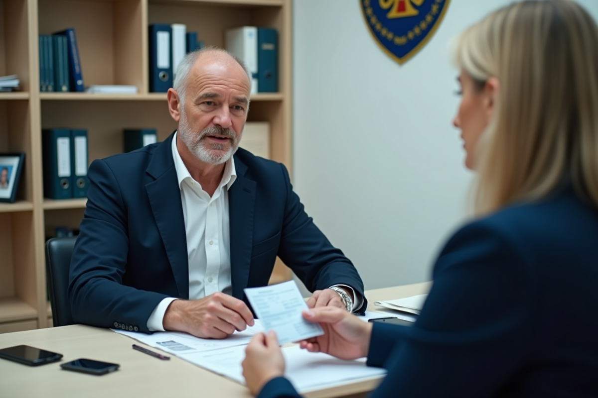 Agent administratif remettant un permis de conduire