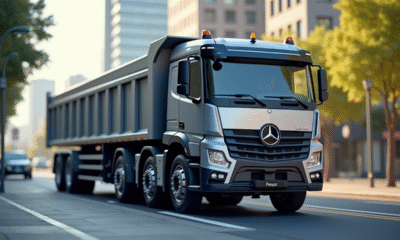 Camion benne moderne stationne sur une rue urbaine en plein jour