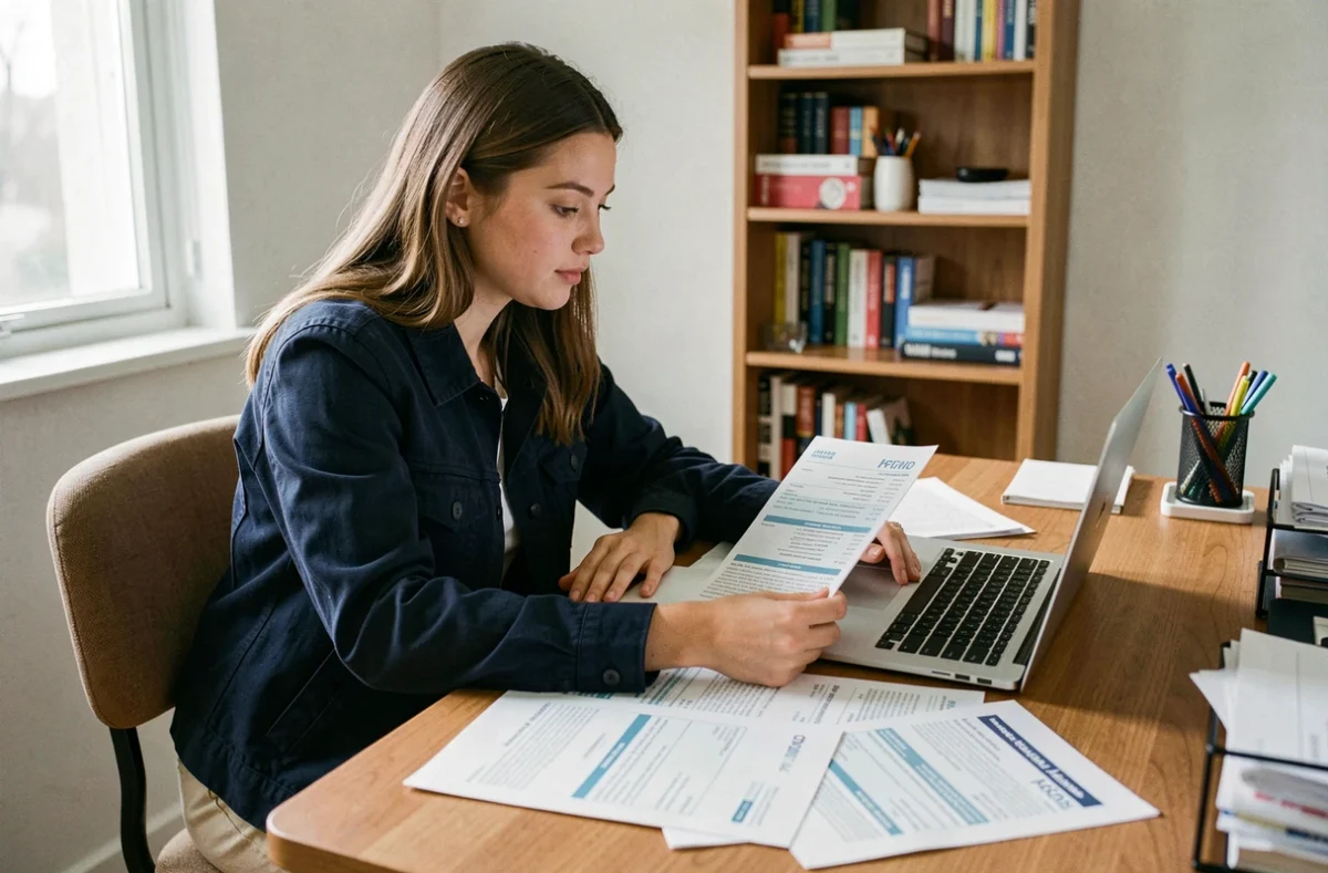 Jeune femme conductrice comparant des offres d'assurance auto à malus sur son ordinateur portable à domicile