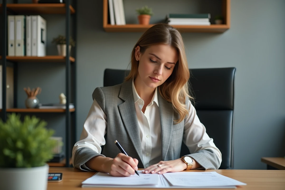 Femme remplissant des formulaires d