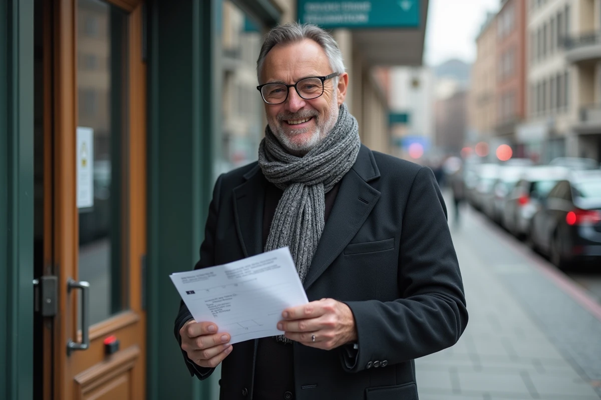 Homme vérifiant son envelope d