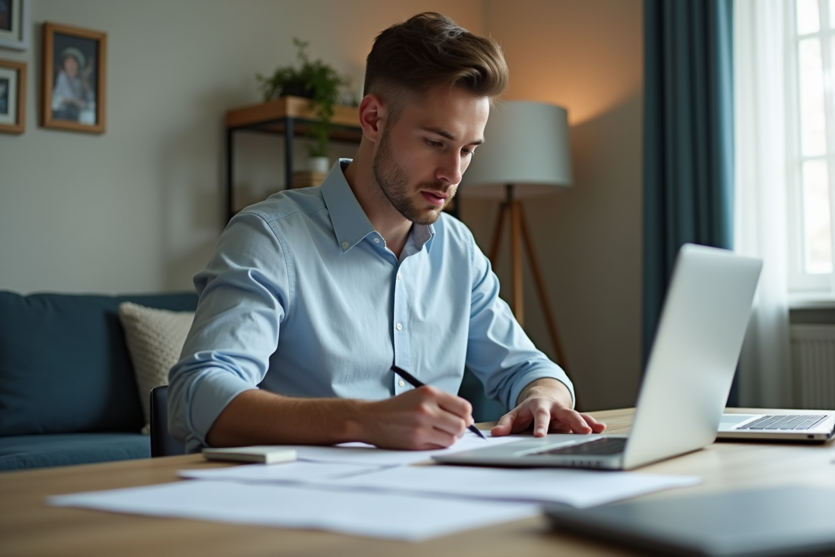 Homme remplissant des papiers d