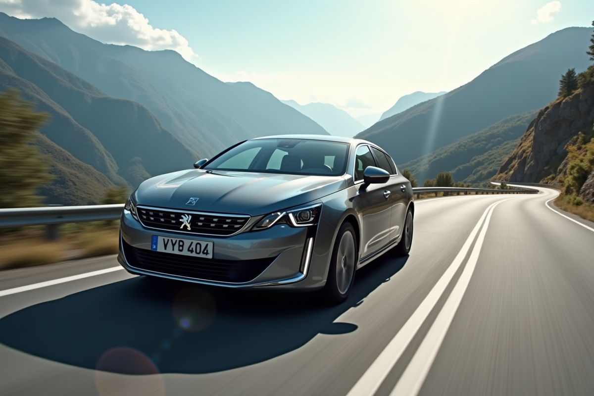 Peugeot 508 PSE en mouvement sur une route de montagne