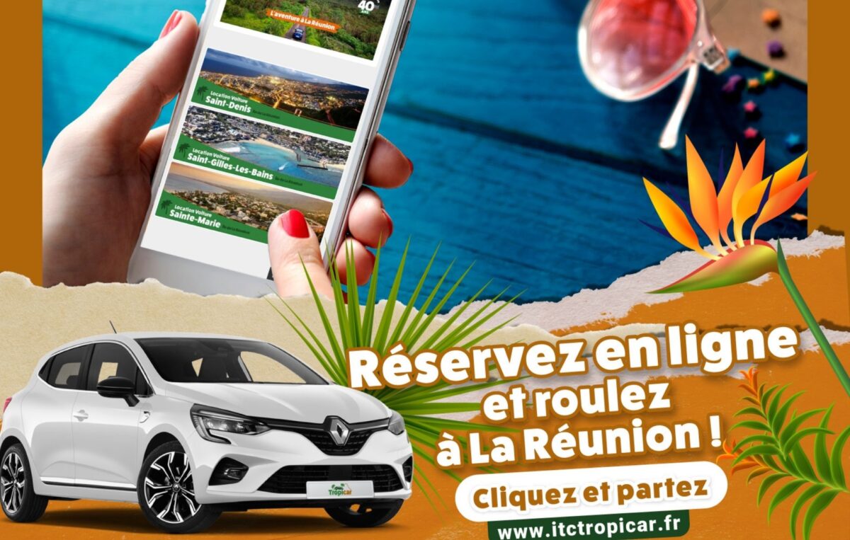 Clients satisfaits récupérant leur voiture de location à La Réunion