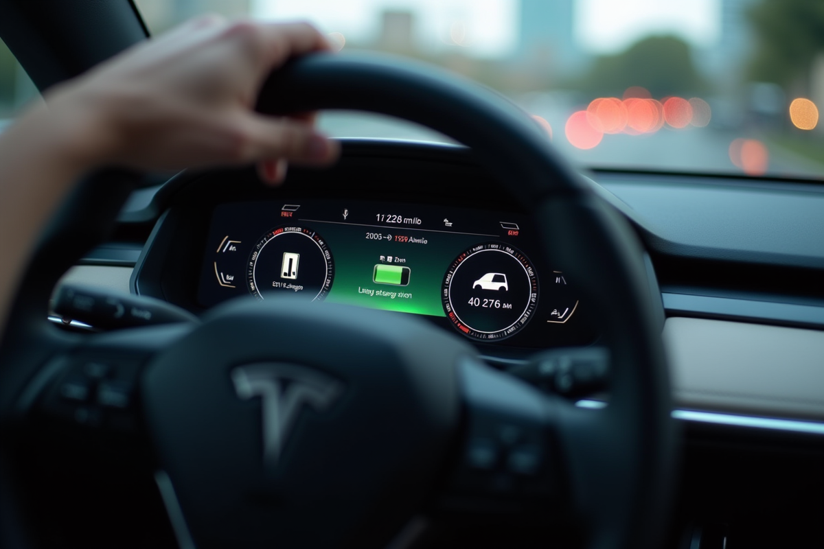 Tableau de bord de voiture électrique avec progression de charge