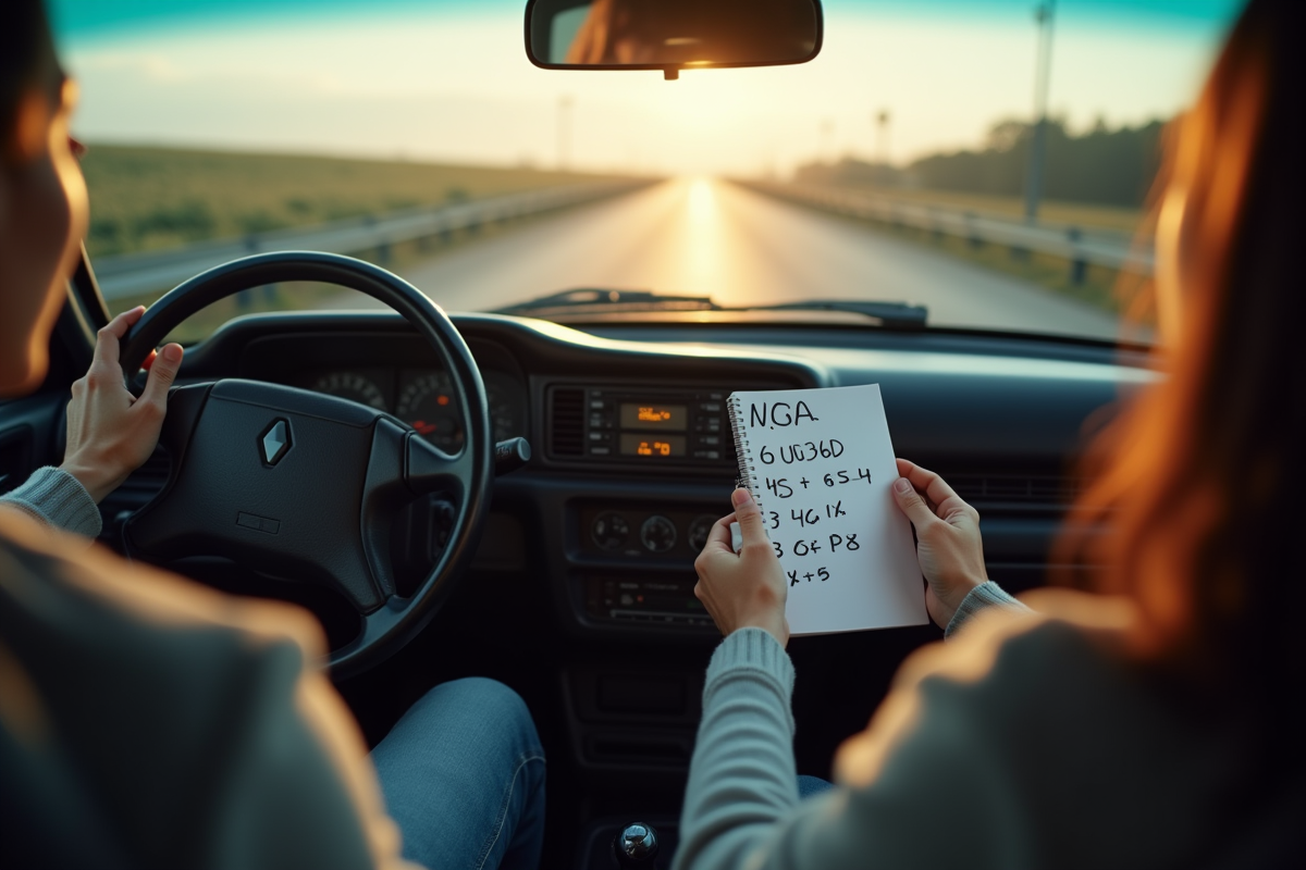 Tableau de bord Renault avec radio classique éteinte et conducteur frustré